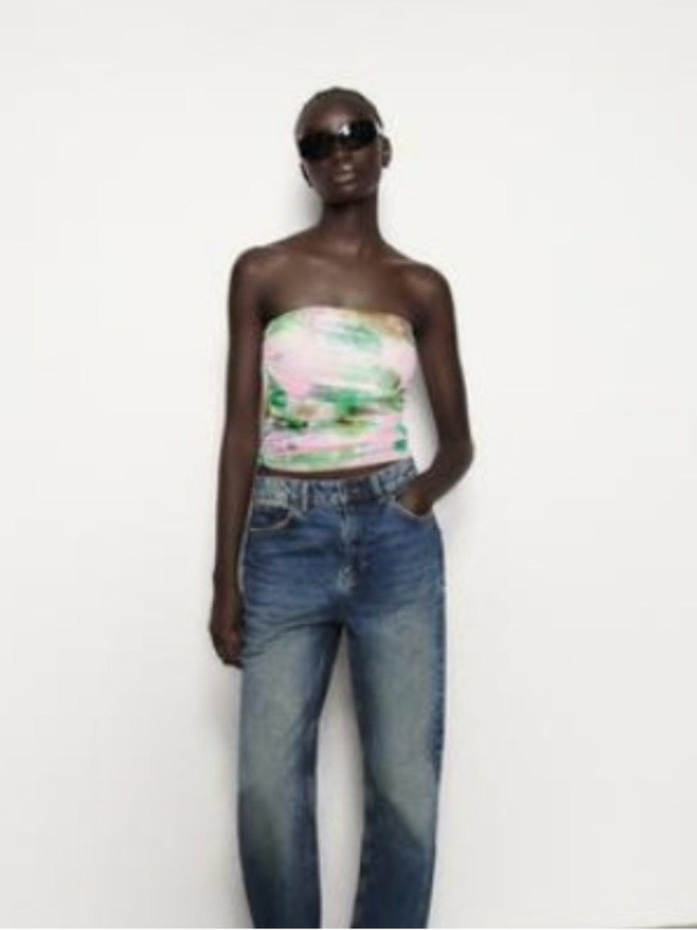 Zara printed tulle top